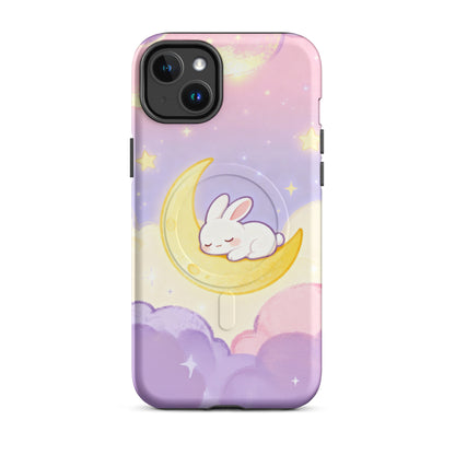 Kawaii Bunny on Moon iPhone Case – Pastel Cute Aesthetic