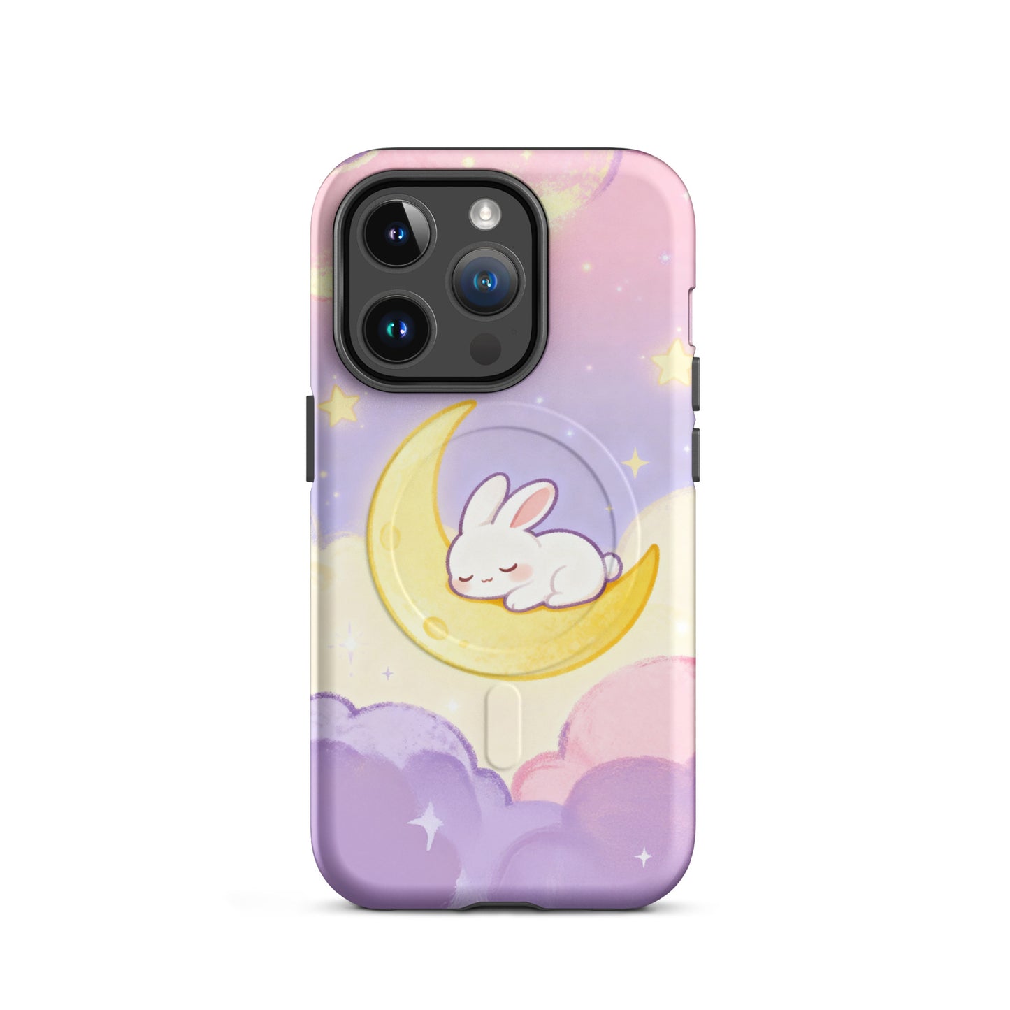 Kawaii Bunny on Moon iPhone Case – Pastel Cute Aesthetic