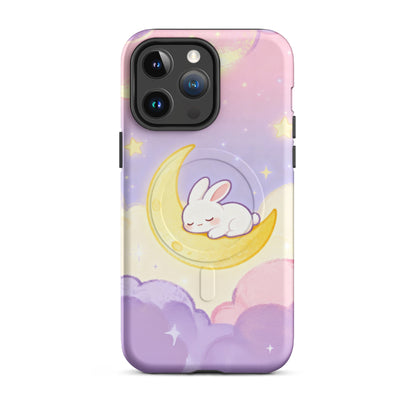 Kawaii Bunny on Moon iPhone Case – Pastel Cute Aesthetic