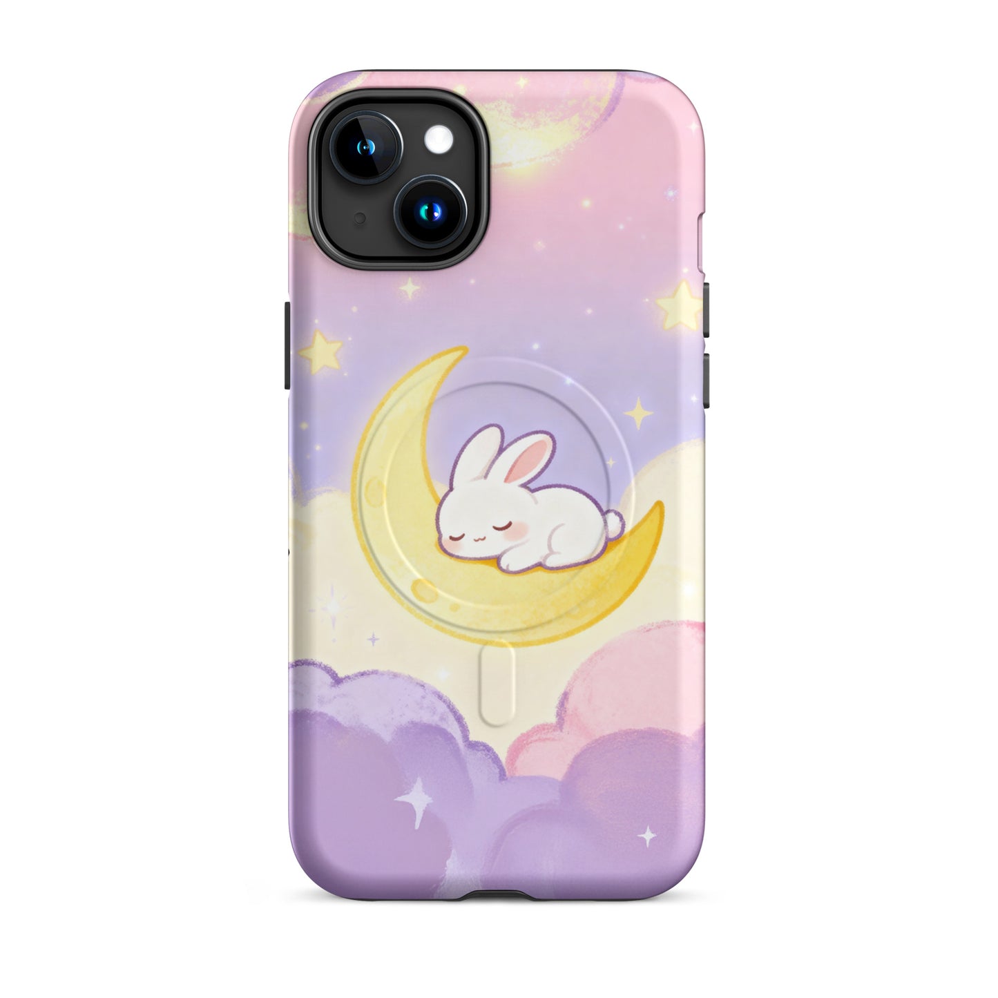 Kawaii Bunny on Moon iPhone Case – Pastel Cute Aesthetic