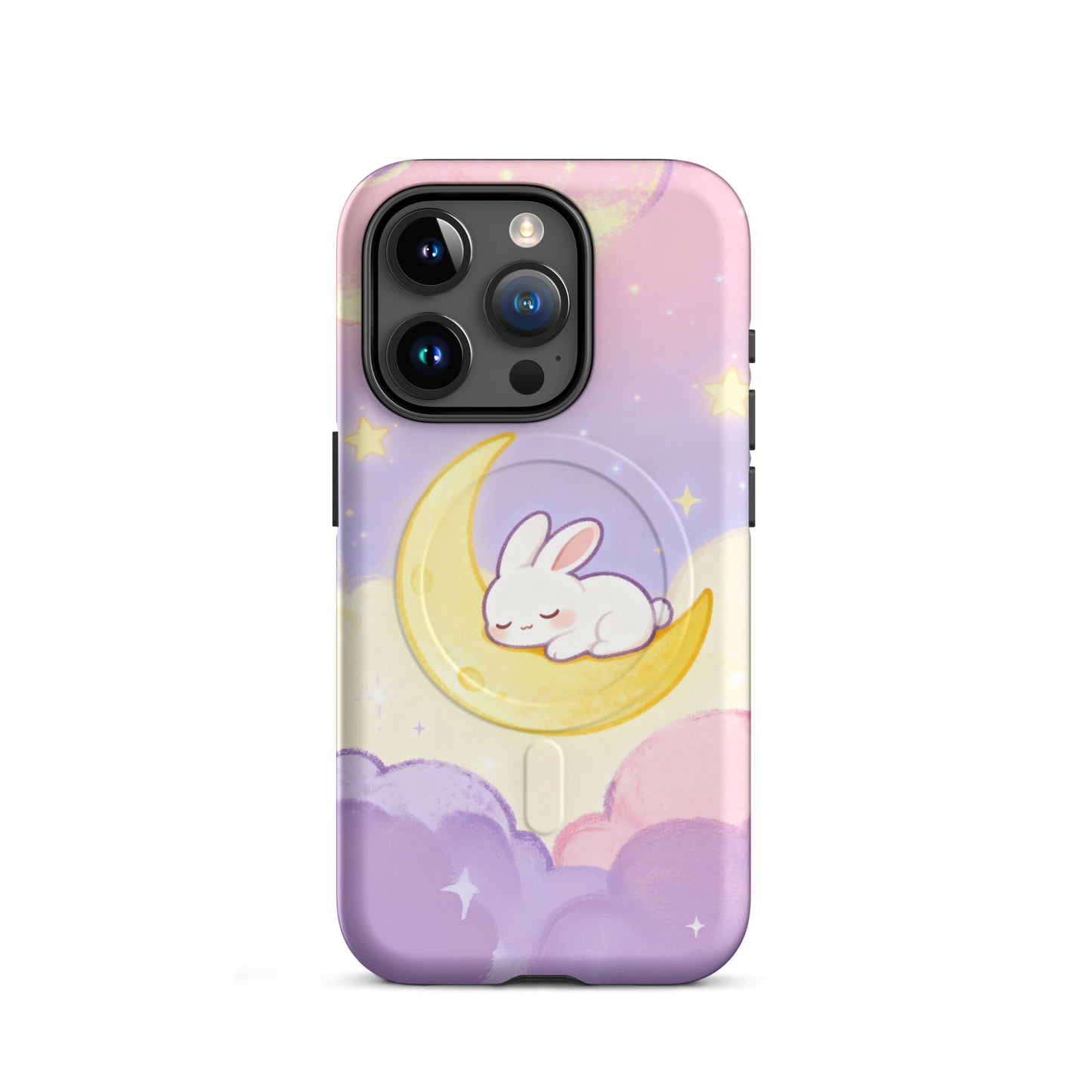 Kawaii Bunny on Moon iPhone Case – Pastel Cute Aesthetic