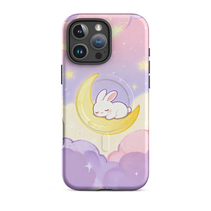 Kawaii Bunny on Moon iPhone Case – Pastel Cute Aesthetic