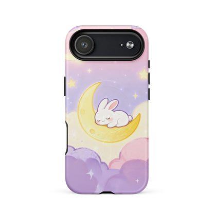 Kawaii Bunny on Moon iPhone Case – Pastel Cute Aesthetic