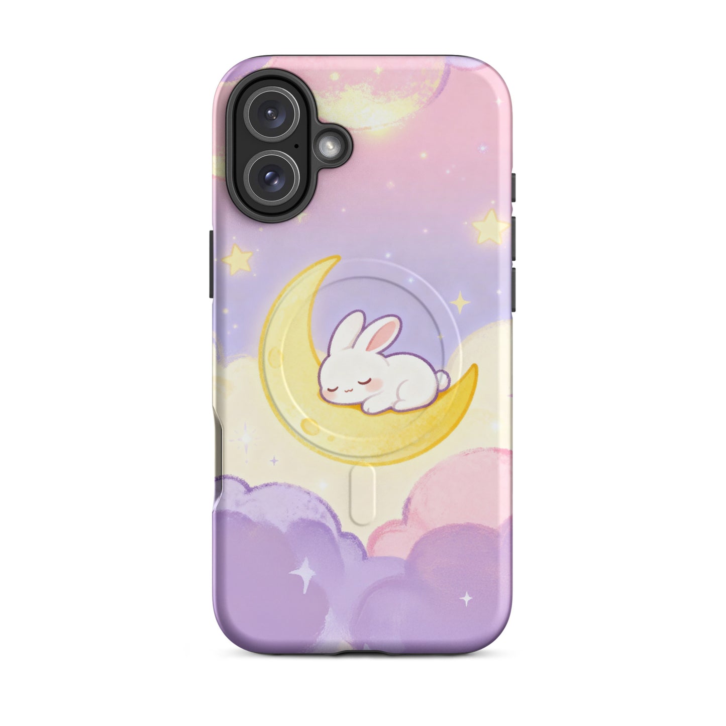 Kawaii Bunny on Moon iPhone Case – Pastel Cute Aesthetic