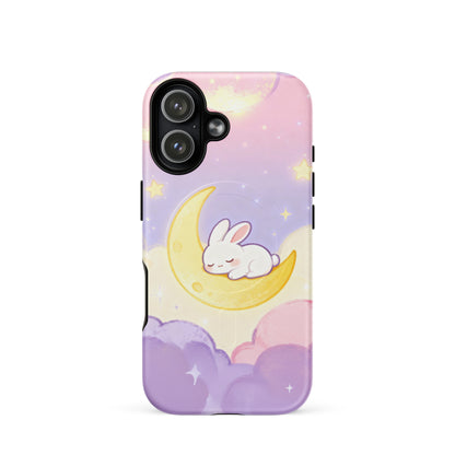 Kawaii Bunny on Moon iPhone Case – Pastel Cute Aesthetic