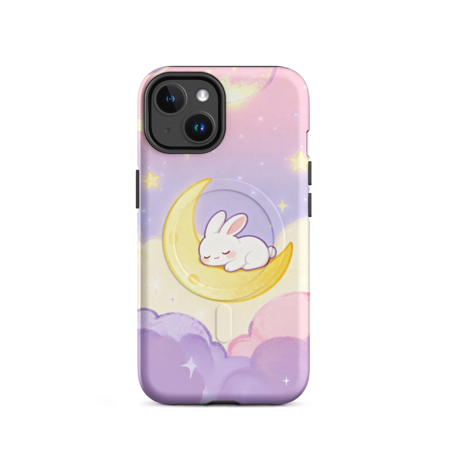 Kawaii Bunny on Moon iPhone Case – Pastel Cute Aesthetic