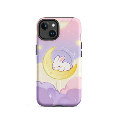 Kawaii Bunny on Moon iPhone Case – Pastel Cute Aesthetic